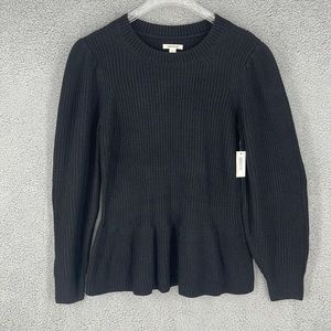 Good Threads black crew neck bell sleeve ruffled bottom women’s Large sweater